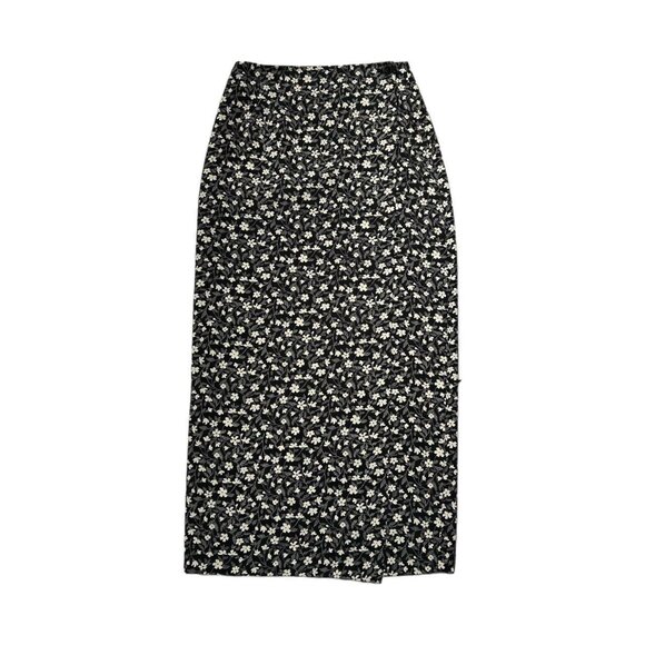90s vintage floral wrap maxi skirt grunge flower print pattern. - Picture 1 of 6